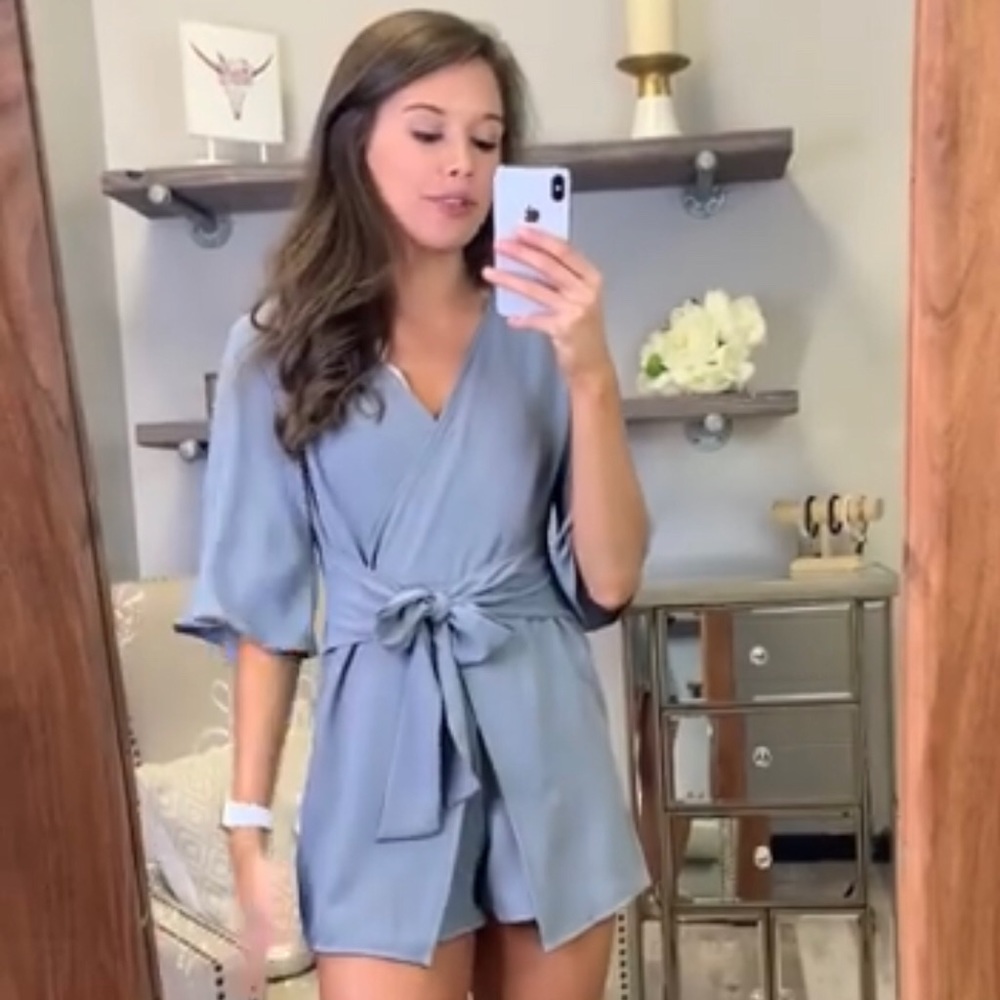 NWOT Adorable grey wrap romper!